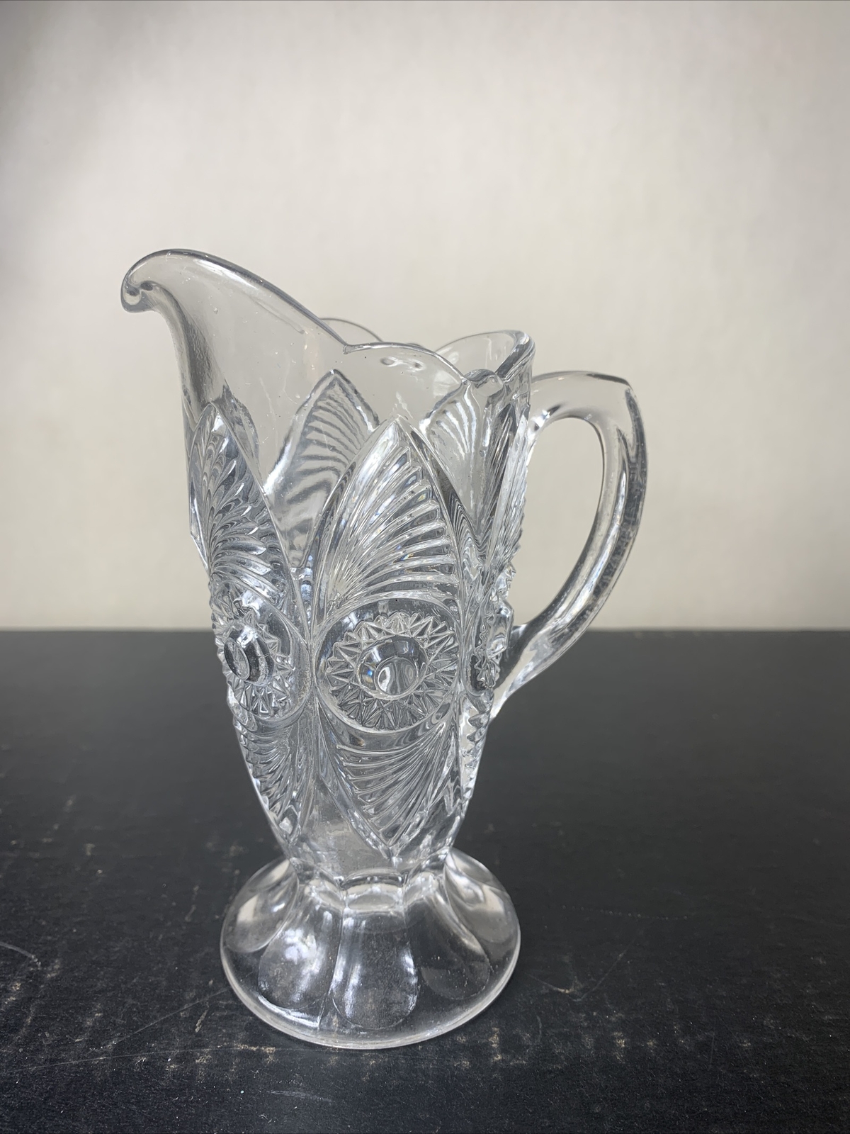 Vintage HTF U.S. Glass EAPG Bull\'s Eye and Fan Clear Child\'s Pitcher or Creamer Vintage HTF U.S. Glass EAPG Bull\'s Eye and Fan Clear Child\'s Pitcher or Creamer