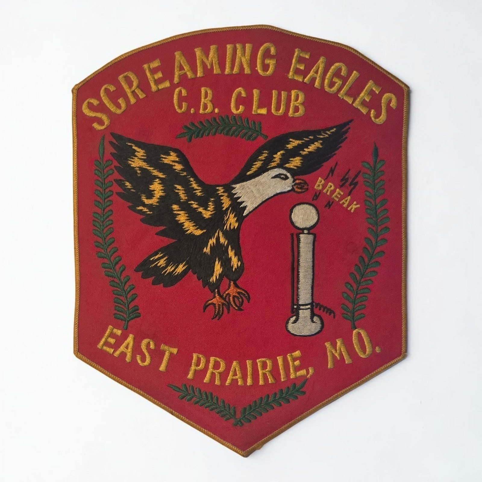 Vintage 1970s Screaming Eagles C.B. Club Large Back Patch East Prairie MO 8\