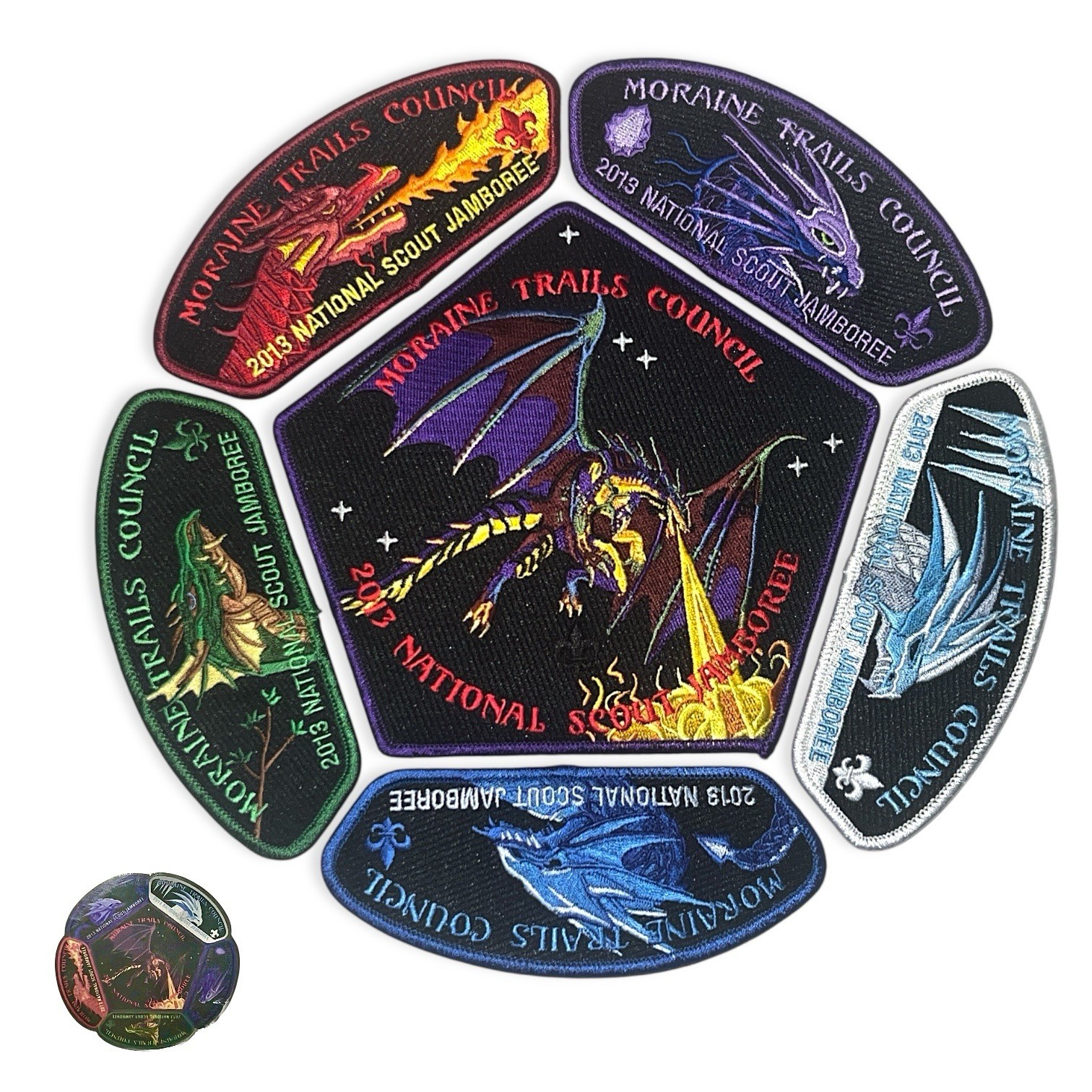 Moraine Trails Council 2013 National Jamboree Dragon JSP Set with Pin