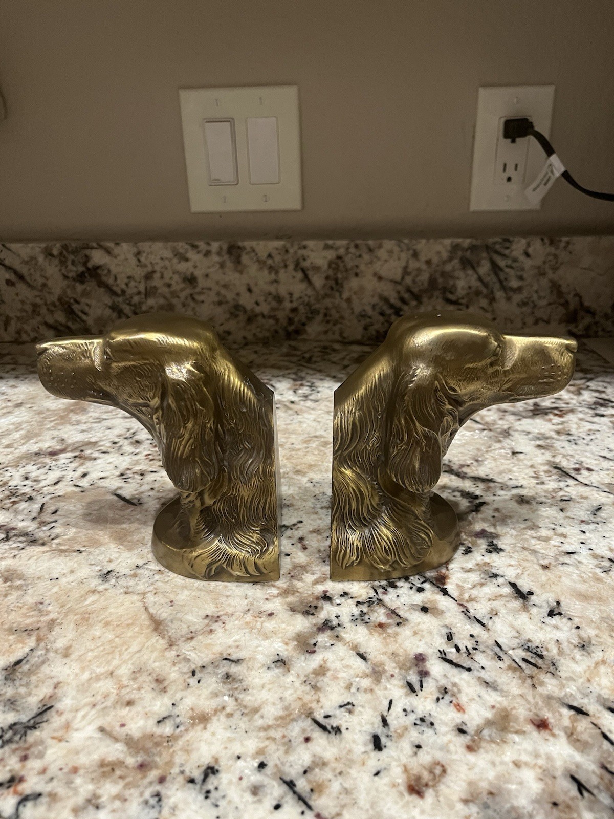 Vintage Cast Brass Irish Setter Hunting Dog Book Ends Vintage Cast Brass Irish Setter Hunting Dog Book Ends