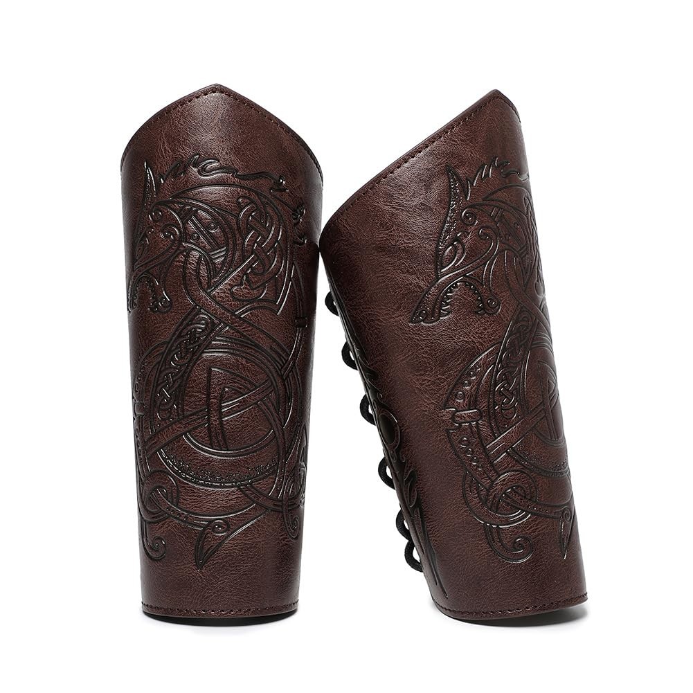 Medieval Leather Bracers Dragon Embossed Viking Leather Bracers Leather Arm A... Medieval Leather Bracers Dragon Embossed Viking Leather Bracers Leather Arm A...