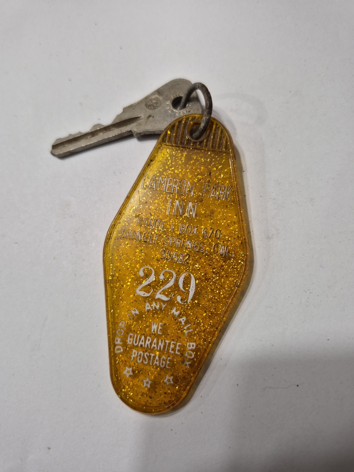 VTG Cameron Park Inn Motel  Hotel Room Key Fob & Key # 229 Shingle Springs Cali