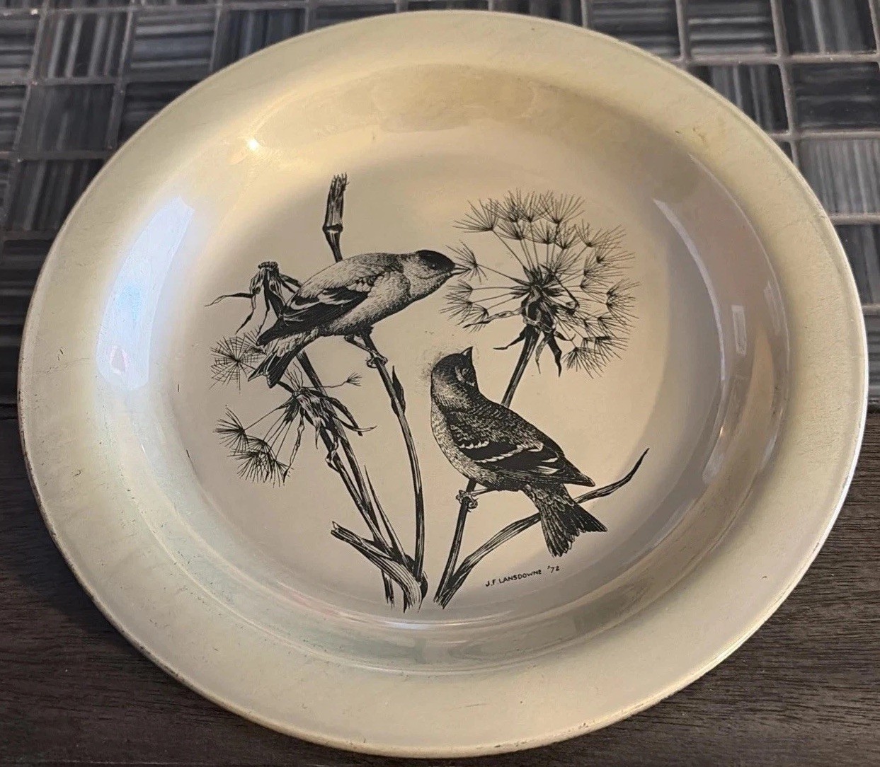 Ltd Edition 1972 James F. Lansdowne Sterling Silver 925 Plate The Goldfinch 196g Ltd Edition 1972 James F. Lansdowne Sterling Silver 925 Plate The Goldfinch 196g