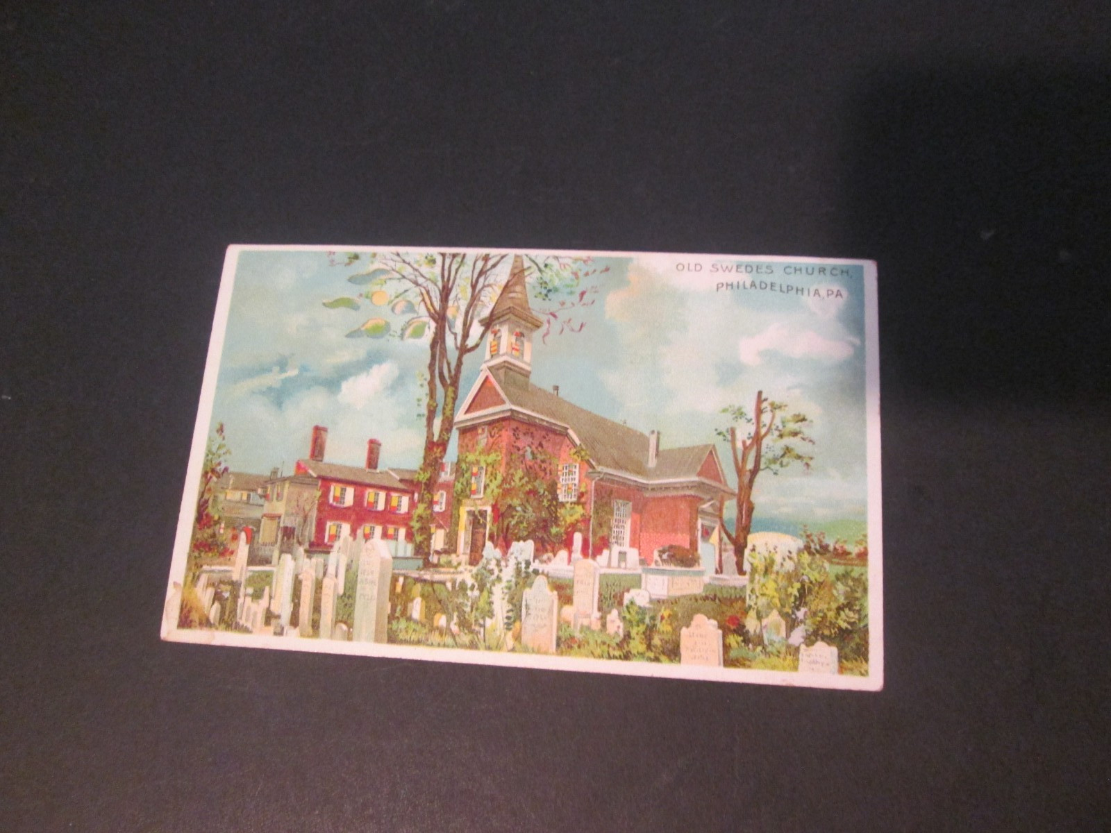 postcard Hold to light Phila Swedes church postcard Hold to light Phila Swedes church