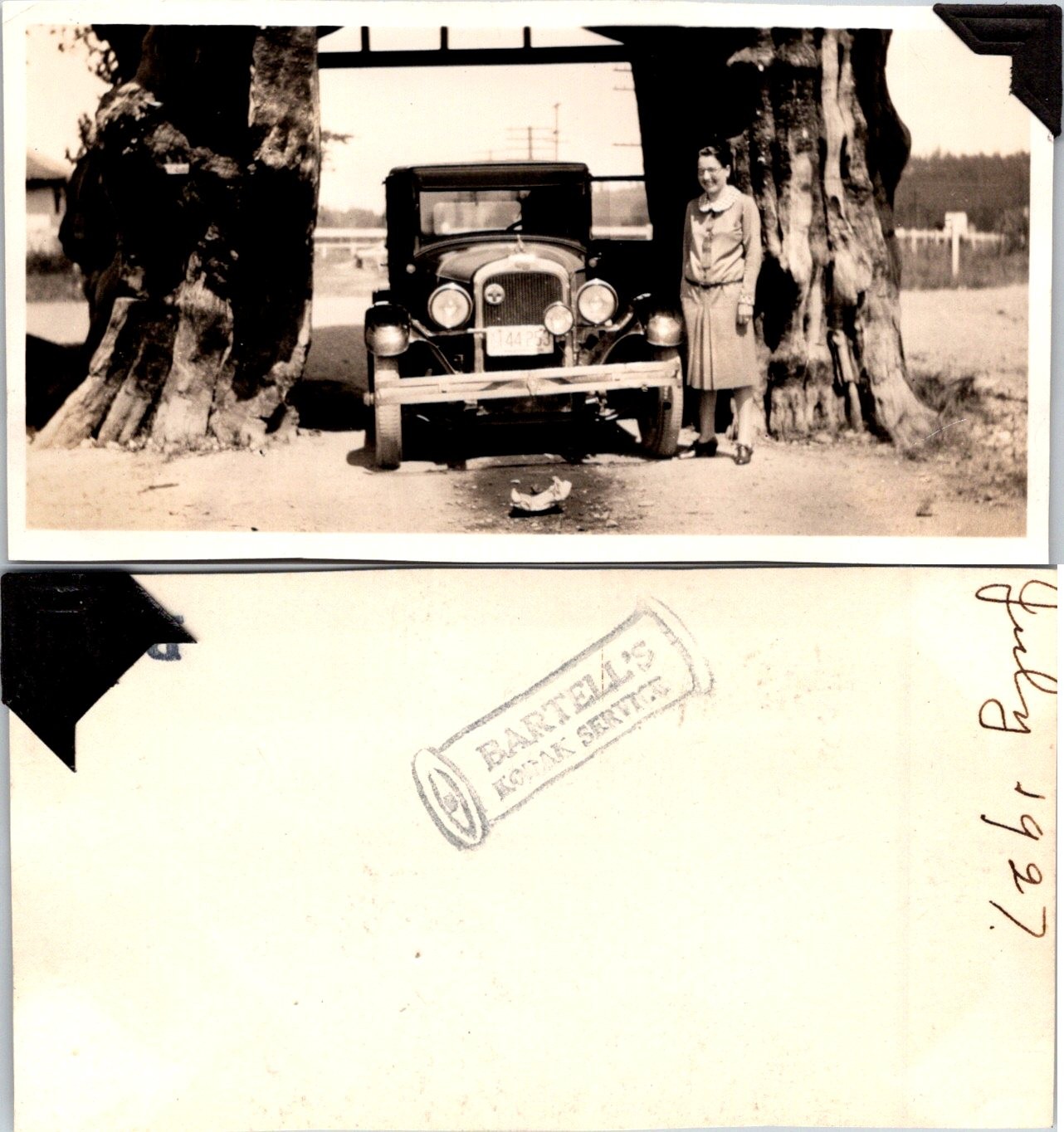 1920s Woman Chevrolet Car Vanished Forest Snohomish Cty WA B+W Photo S0061