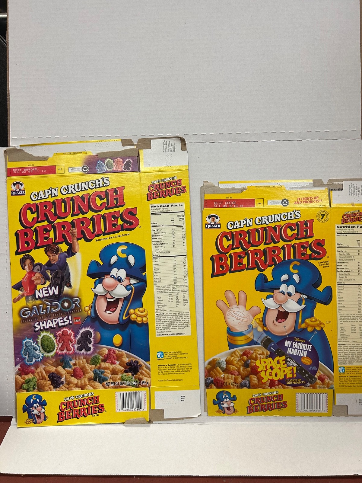 2002 LEGO Galidor , 1998 Space Scope Quaker Cap'n Crunch Cereal Boxes Bundle 2002 LEGO Galidor , 1998 Space Scope Quaker Cap'n Crunch Cereal Boxes Bundle