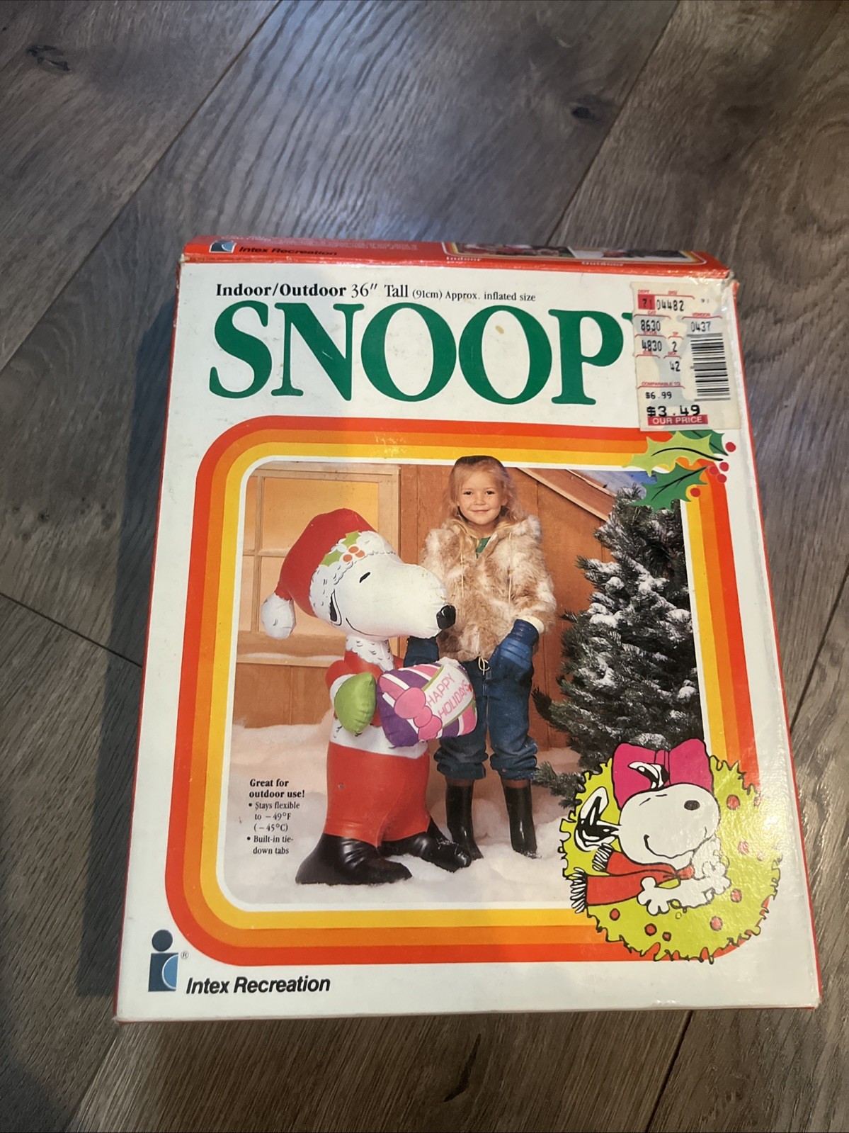 VTG 1989 Intex Snoopy Santa Christmas Indoor/Outdoor 36