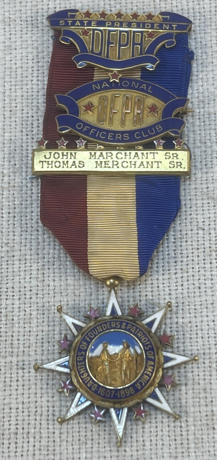 Rare- Daughters of the Founders and Patriots of America National Officers Medal
