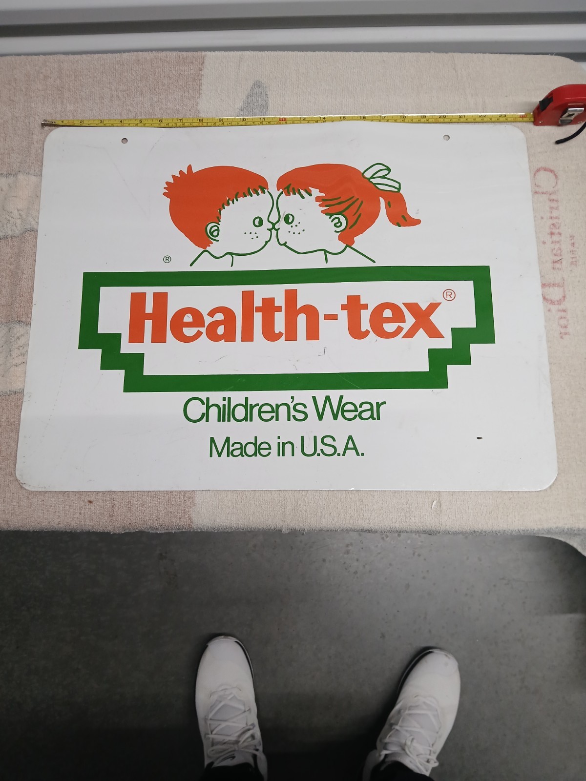 Vintage Health-tex Children\'s Wear Clothes Double Sided Metal Sign 18\