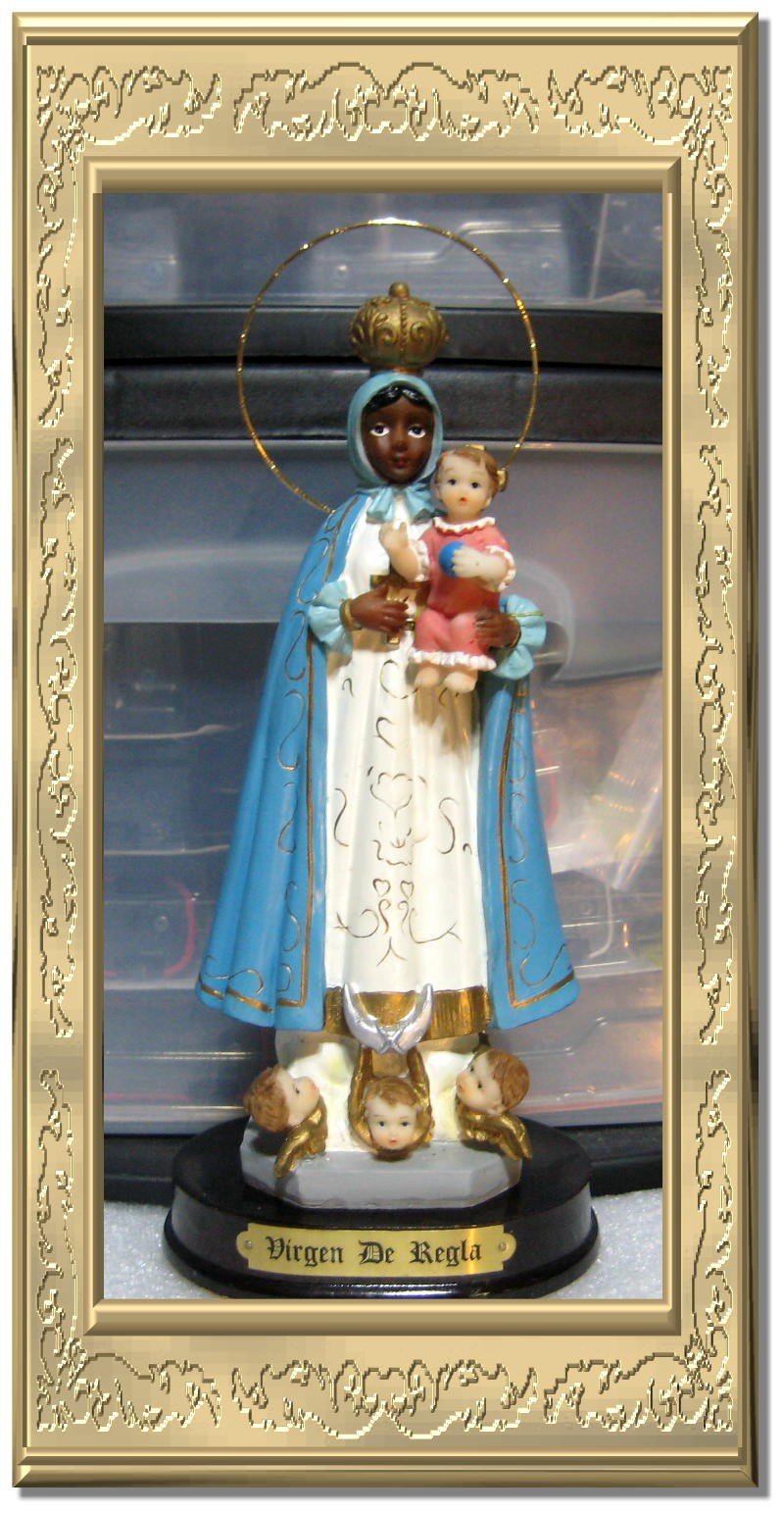 Our Lady of The Rule Statue Virgen De Regla Estatua With Metal Gold Halo