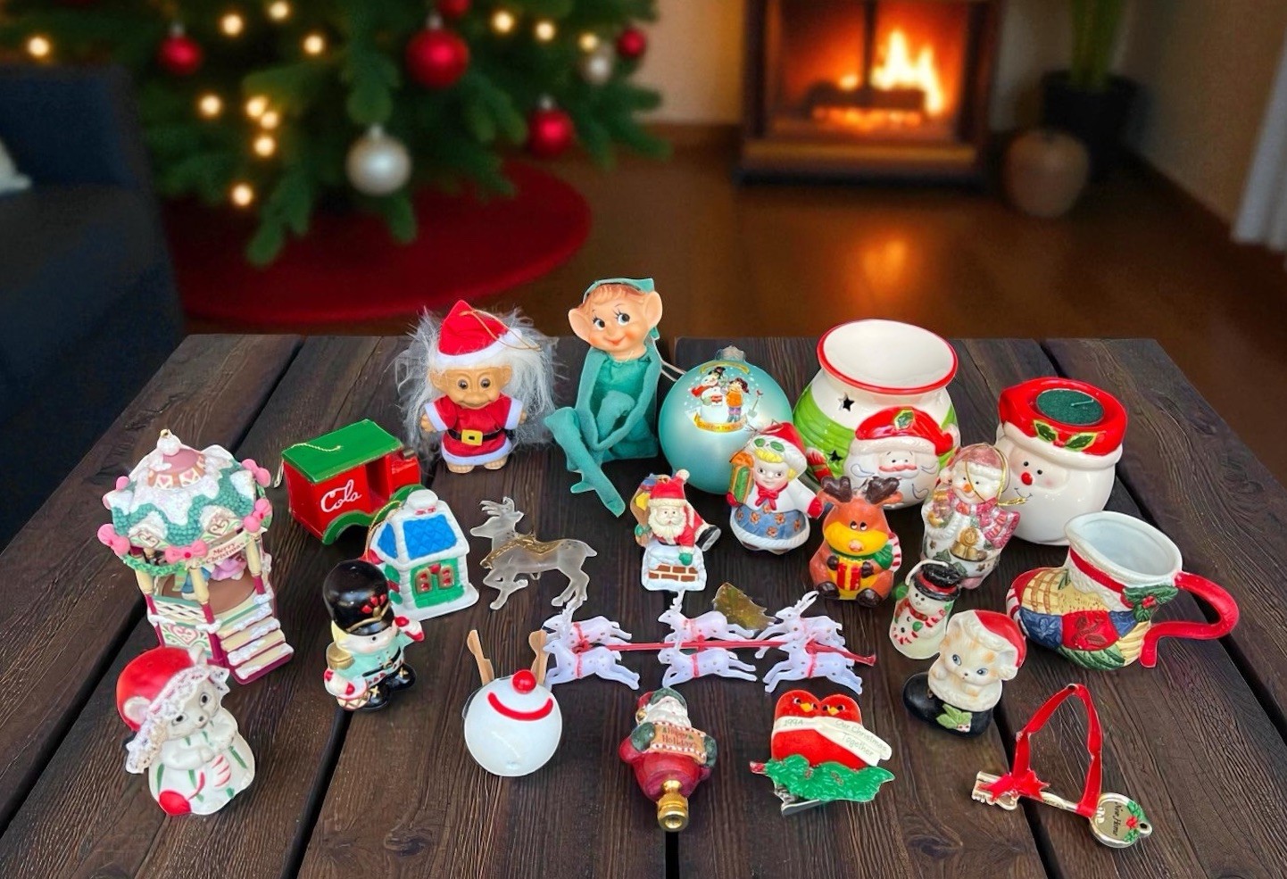 VTG 60s–90s Christmas Set Elf Troll Ornaments Figurines Finial Decor Hodgepodge