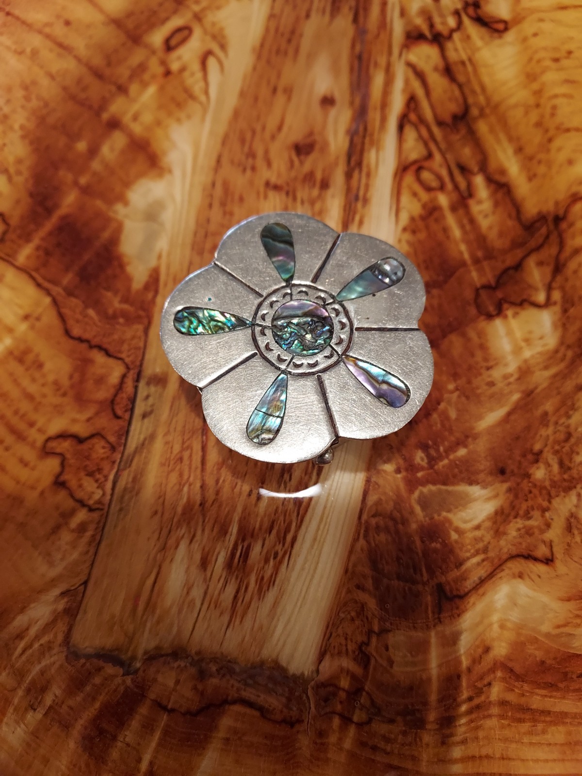Vintage Mexican Abalone Shell Pill Box Trinkets Box Alpaca Silver Vintage Mexican Abalone Shell Pill Box Trinkets Box Alpaca Silver