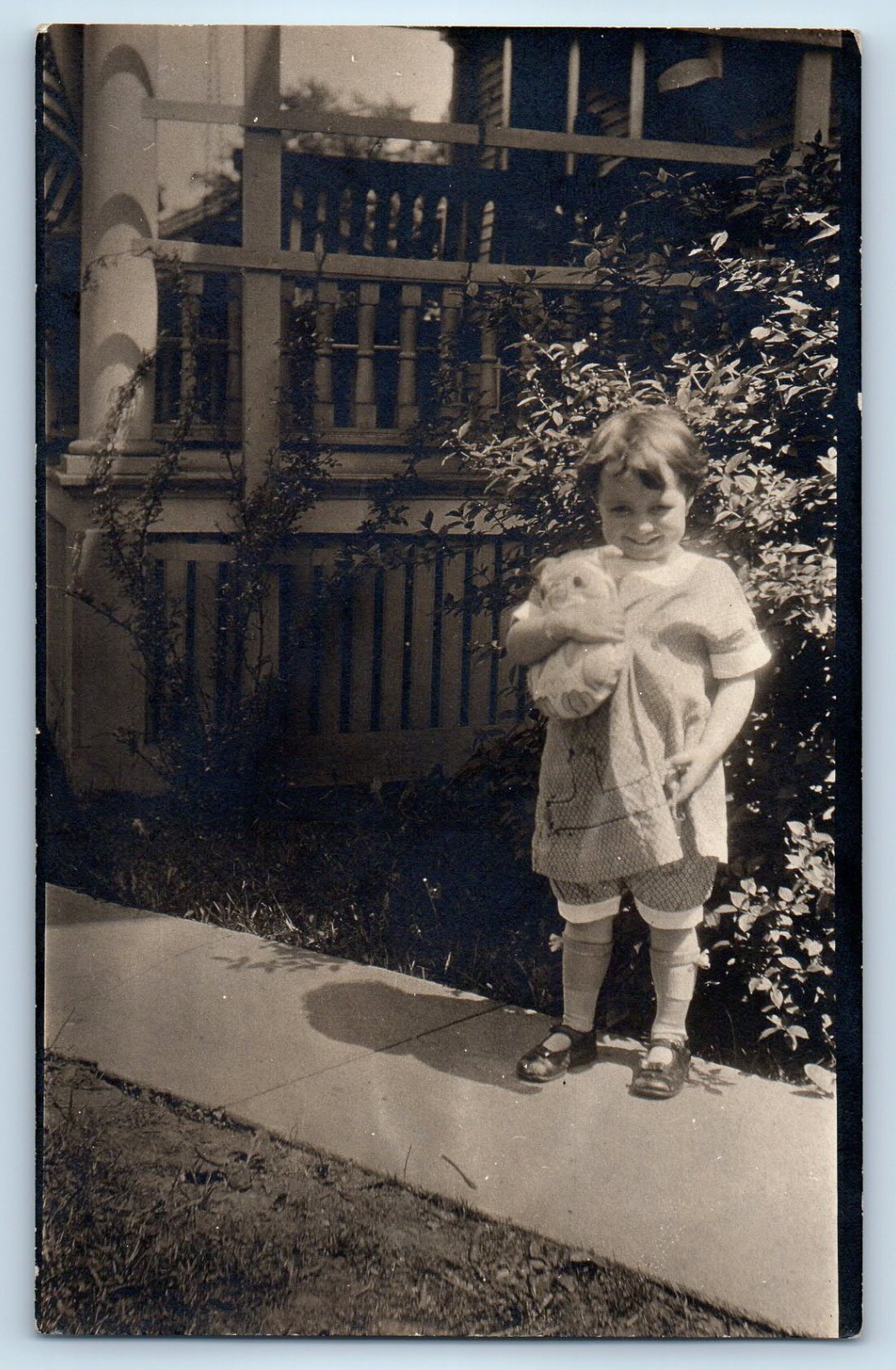 c1910s Child Girl With Toy Stuffed Animal Jackson MI RPPC Photo Antique Postcard c1910s Child Girl With Toy Stuffed Animal Jackson MI RPPC Photo Antique Postcard