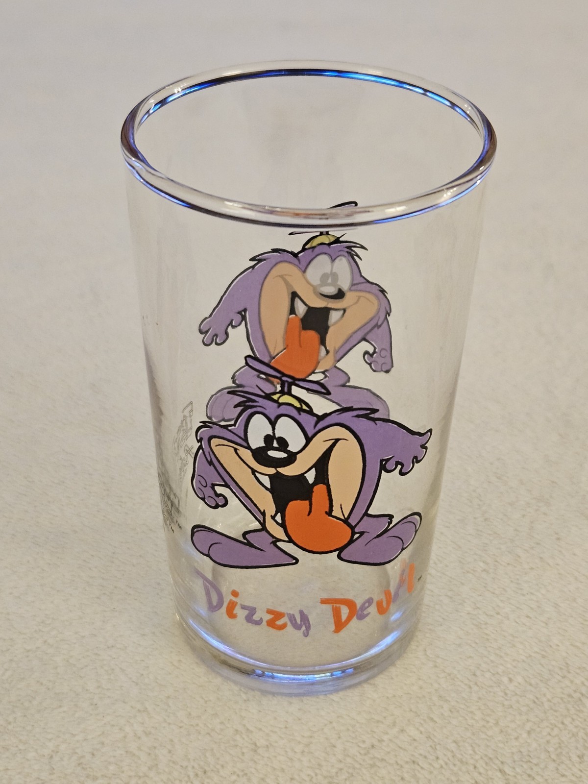 RARE Vintage (1993) Tiny Toon Adventures DIZZY DEVIL Glass (Warner Bros) - Nice