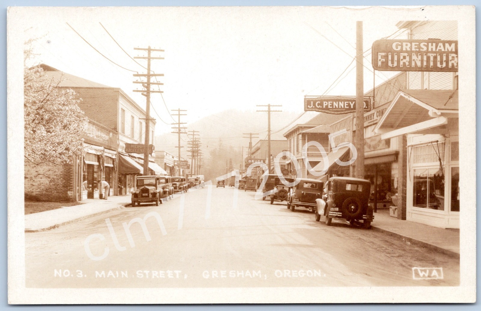 Postcard RPPC Gresham OR Main Street JC Penney Furniture Store Cars 1920s P19F Postcard RPPC Gresham OR Main Street JC Penney Furniture Store Cars 1920s P19F