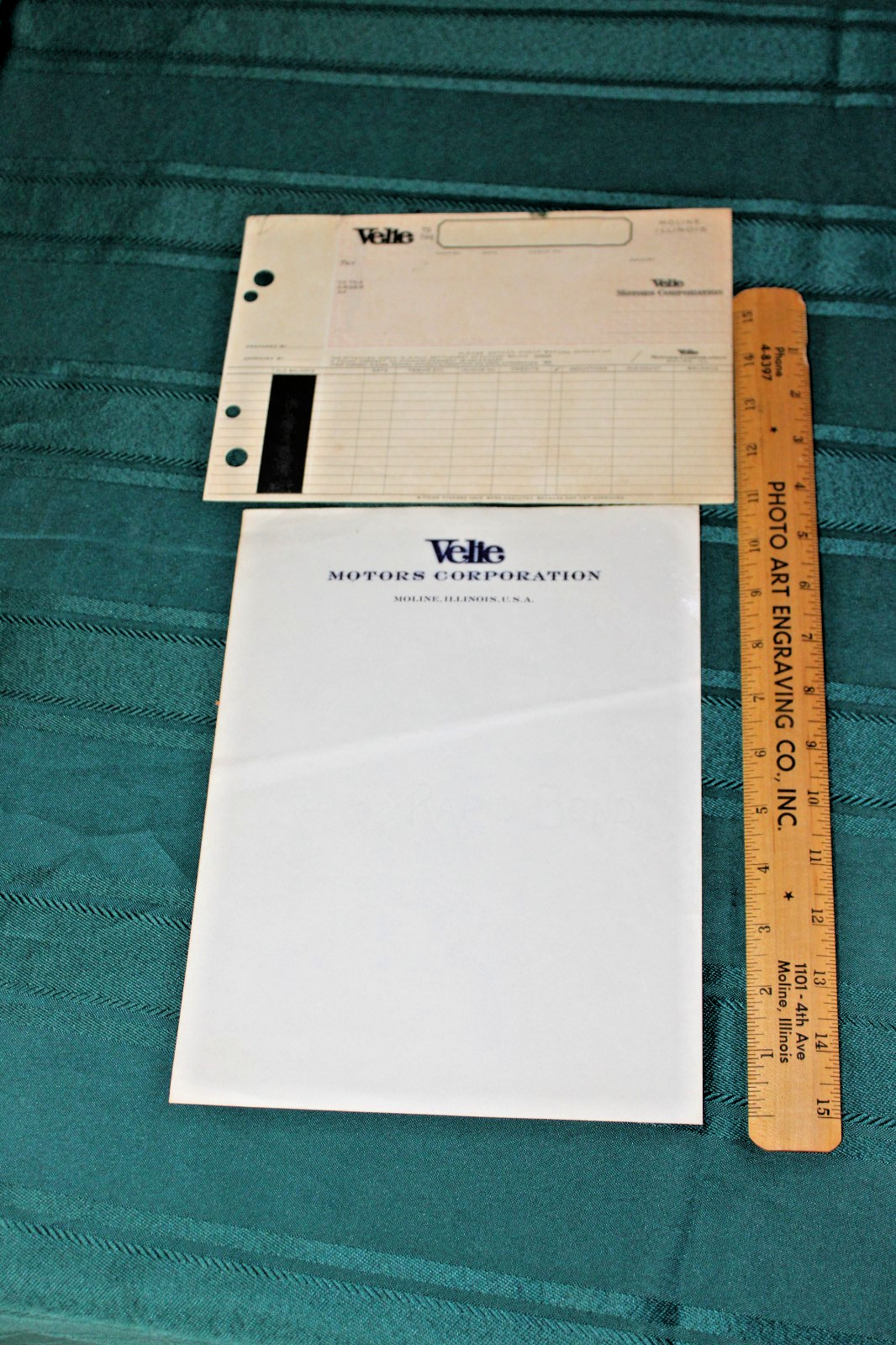 1920'S VELIE MOTORS LETTERHEAD + ONE OF A KIND EXTRA MOLINE ILLINOIS HISTORY 1920'S VELIE MOTORS LETTERHEAD + ONE OF A KIND EXTRA MOLINE ILLINOIS HISTORY