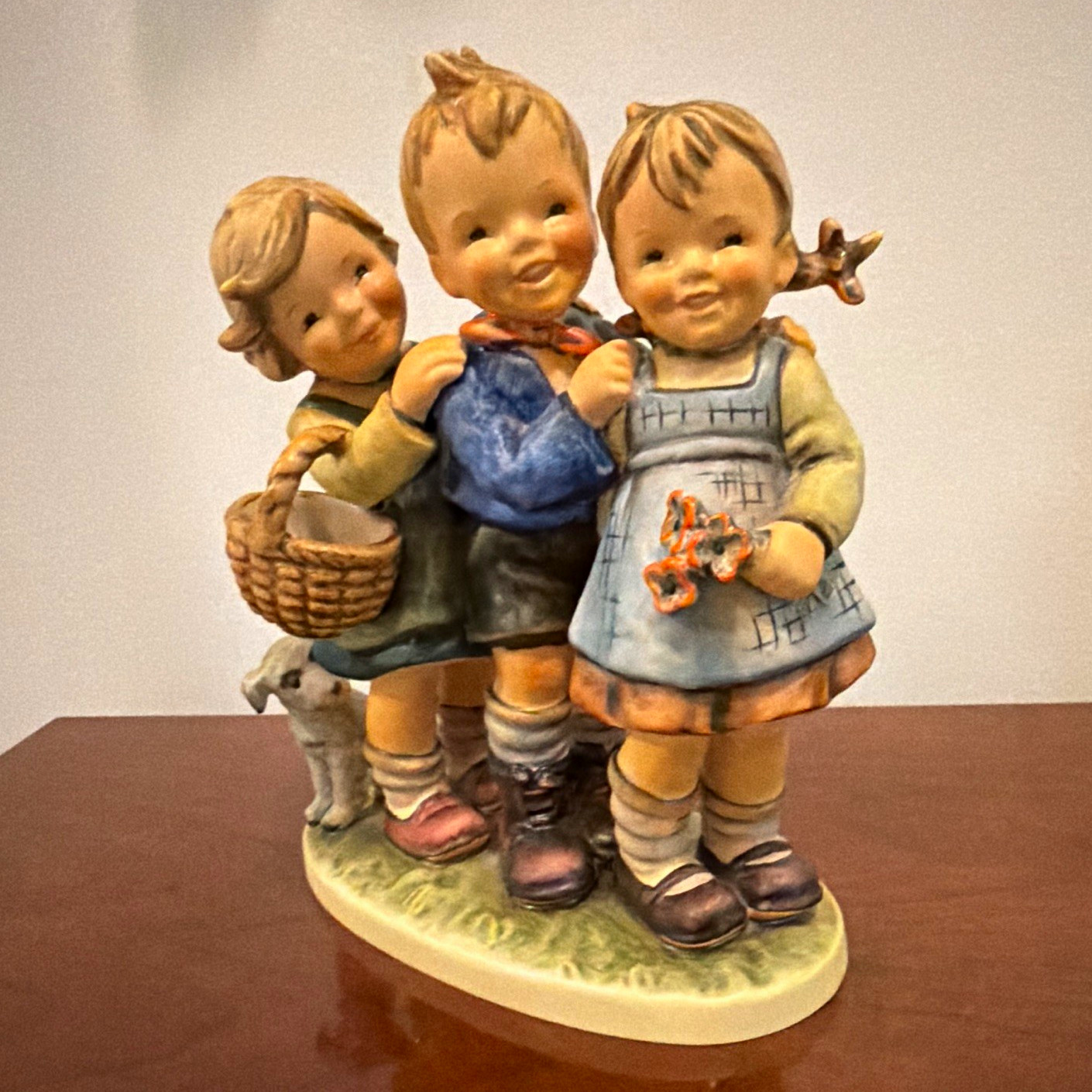 Goebel Hummel Porcelain Figurine Children with Dog Hand Painted Signed 1979
