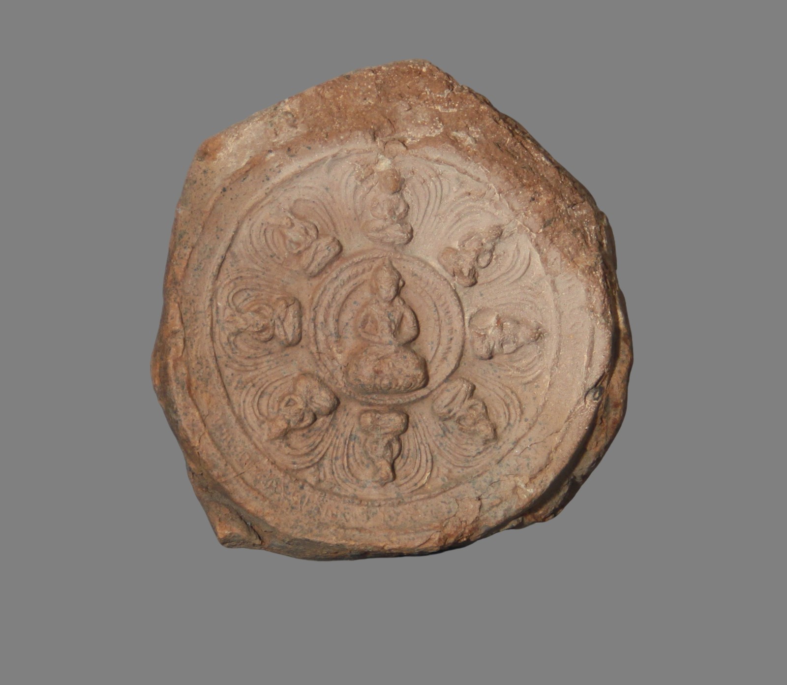 Tibet 16th Century Old Antique Clay Tsa Tsa 9 Buddha Statue Mandala of Amitayus
