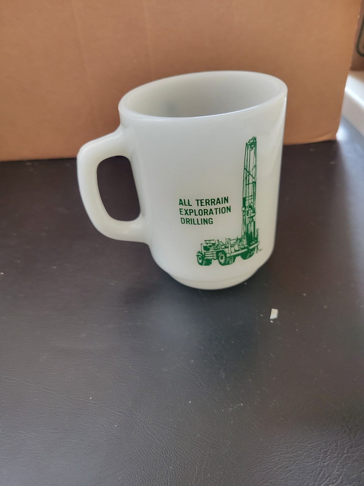 Vintage Fire-King Anchor Hocking Mug All Terrain Exploration Drilling Oil Gas Vintage Fire-King Anchor Hocking Mug All Terrain Exploration Drilling Oil Gas