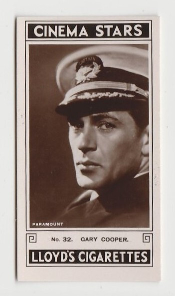 Gary Cooper 1935 Lloyd or Lloyd's Cinema Stars Tobacco Card #32 Film Star