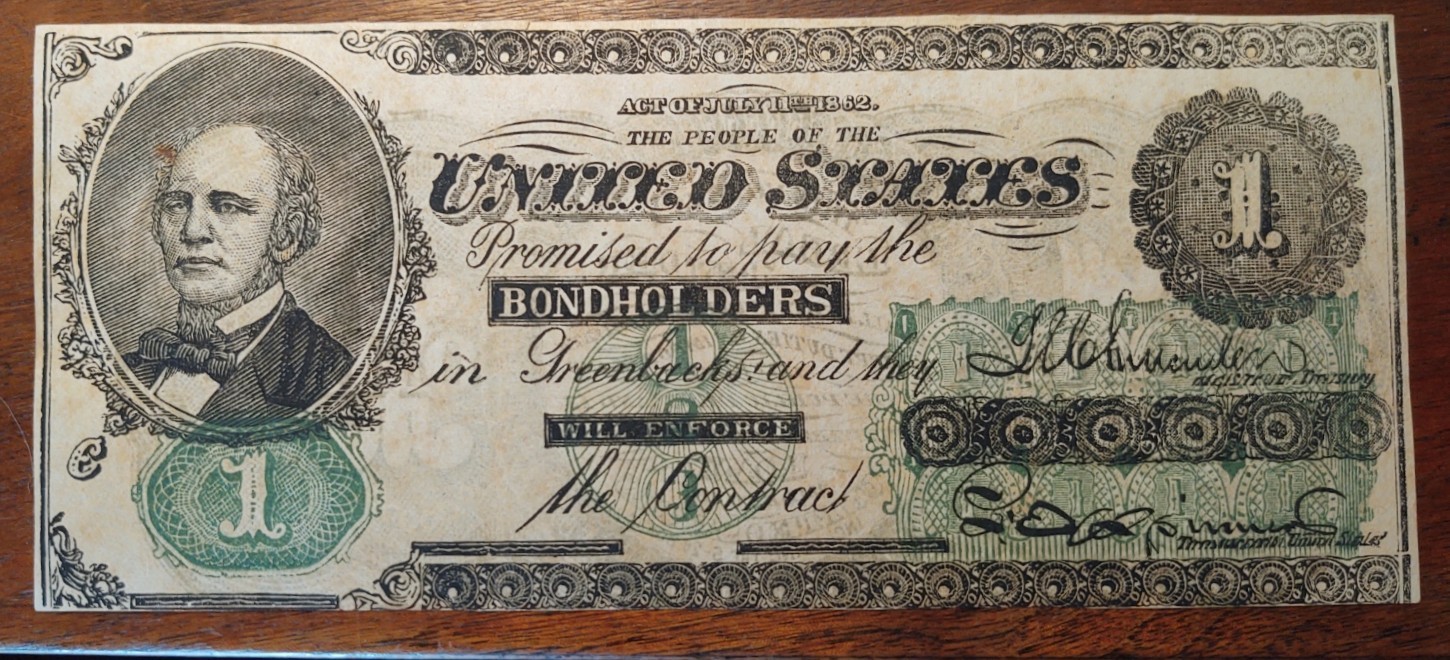 RARE 1868 U.S. presidential election Greenback novelty note Salmon P. Chase