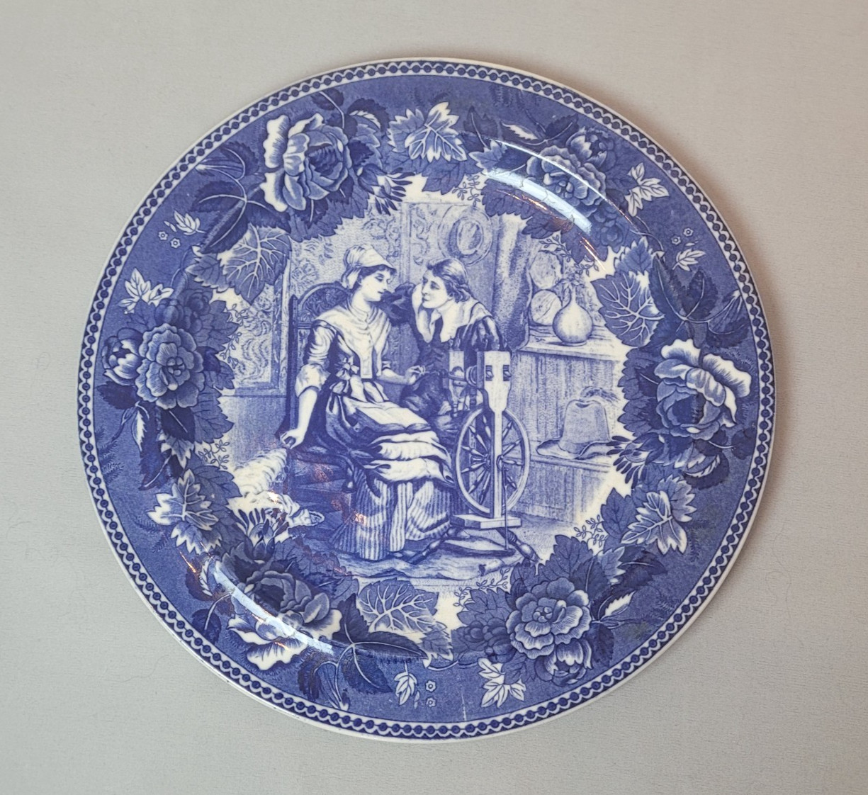 Wedgewood Flow Blue Priscilla And John Alden Plate 10.25\ Wedgewood Flow Blue Priscilla And John Alden Plate 10.25\