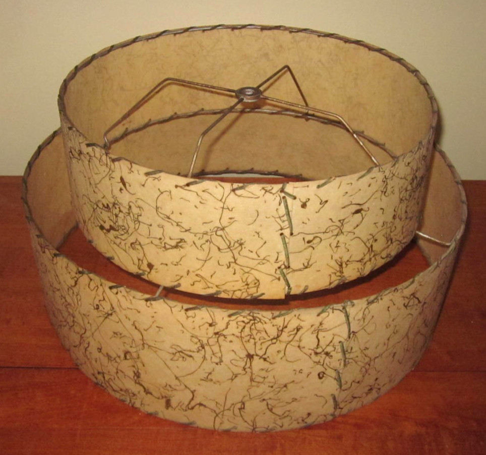Vintage MCM Two Tier Fiberglass Lampshade .. edge wear