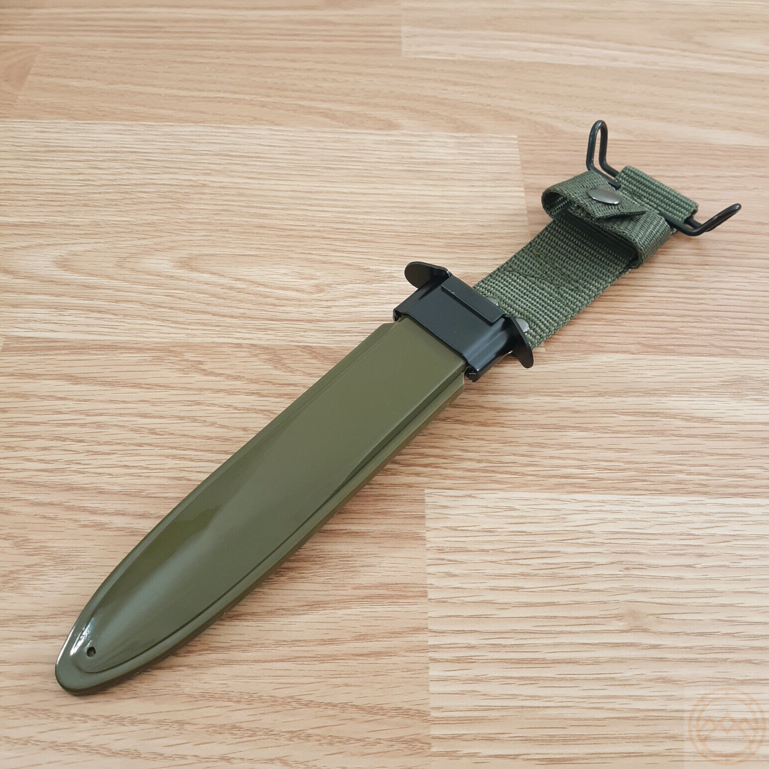 M-7 Combat Knife Sheath Heavy Black Composition Construction With Olive Green