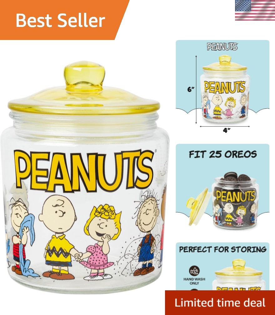 Official Peanuts Glass Cookie Jar Featuring Snoopy & Friends - 6\