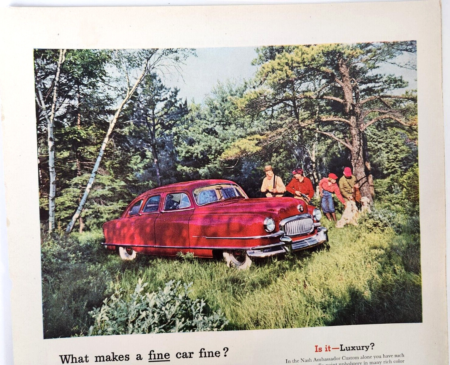 Hunting Nash Ambassador Airflyte Car Vintage 1951 Magazine Ad Print Auto