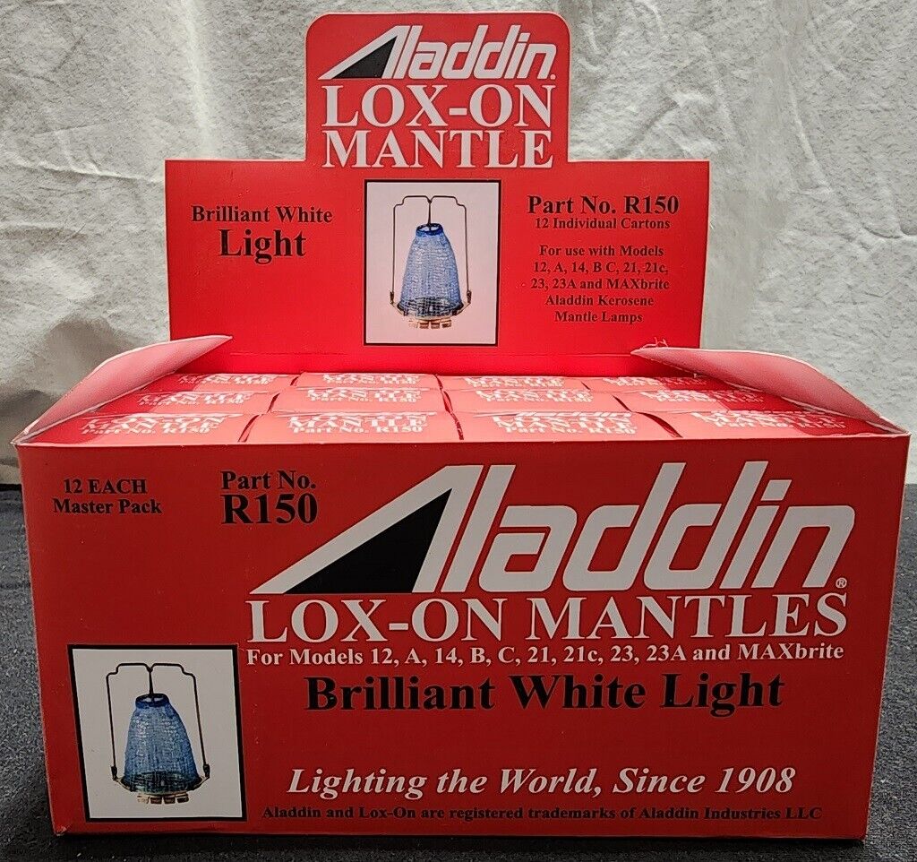 TWELVE (12) BNIB ALADDIN LAMP LOX-ON MANTLES PART NUMBER R150 