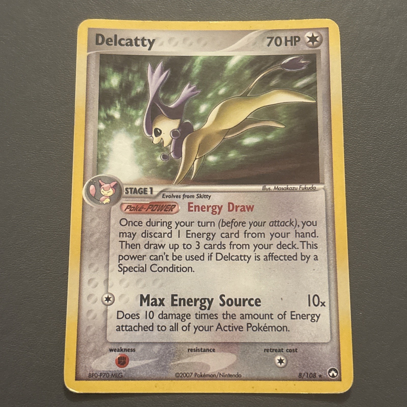 Pokémon TCG Delcatty 8/108 Stage 1 Rare Regular 70HP 2007 English Holo MP