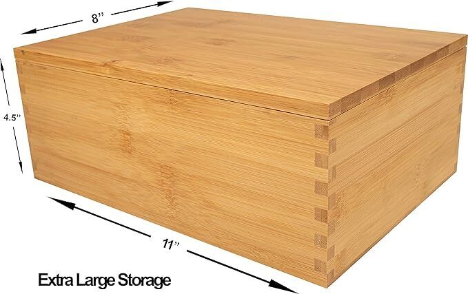 Blake & Lake Wooden Storage Box with Lid - Large Wood Keepsake Boxes - Gift Box 