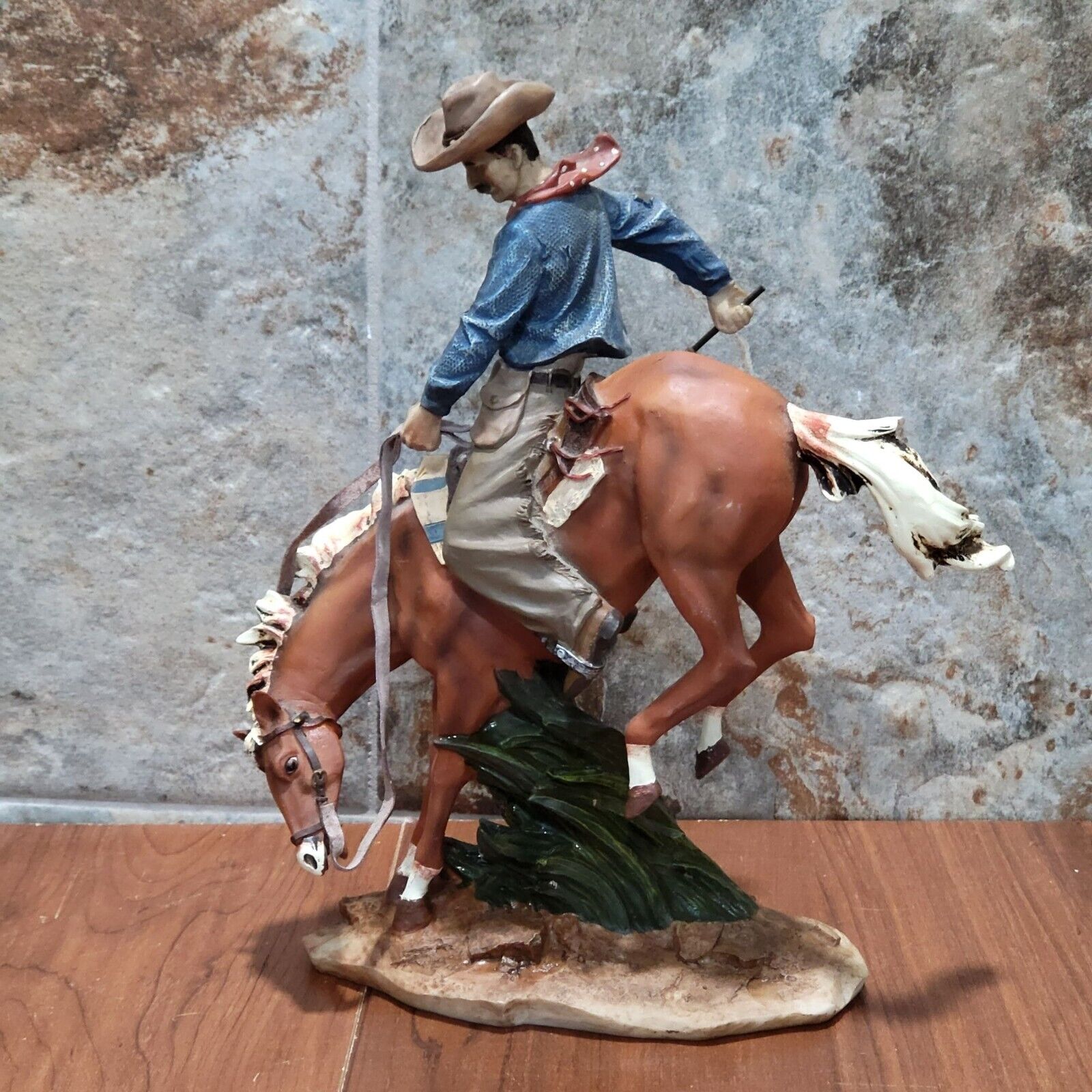 Vintage Get Off My Back Bucking Bronco Cowboy on Horse Figurine