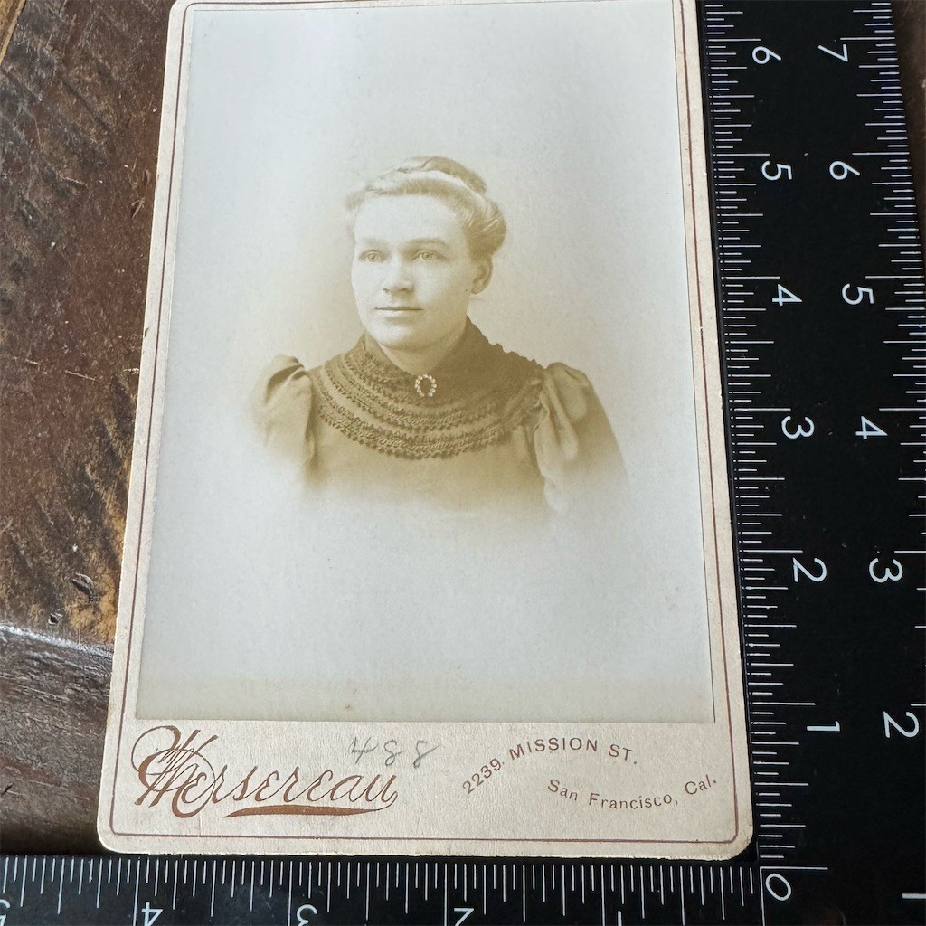 Antique Cabinet Card Photo Victorian Woman Portrait San Francisco Sepia