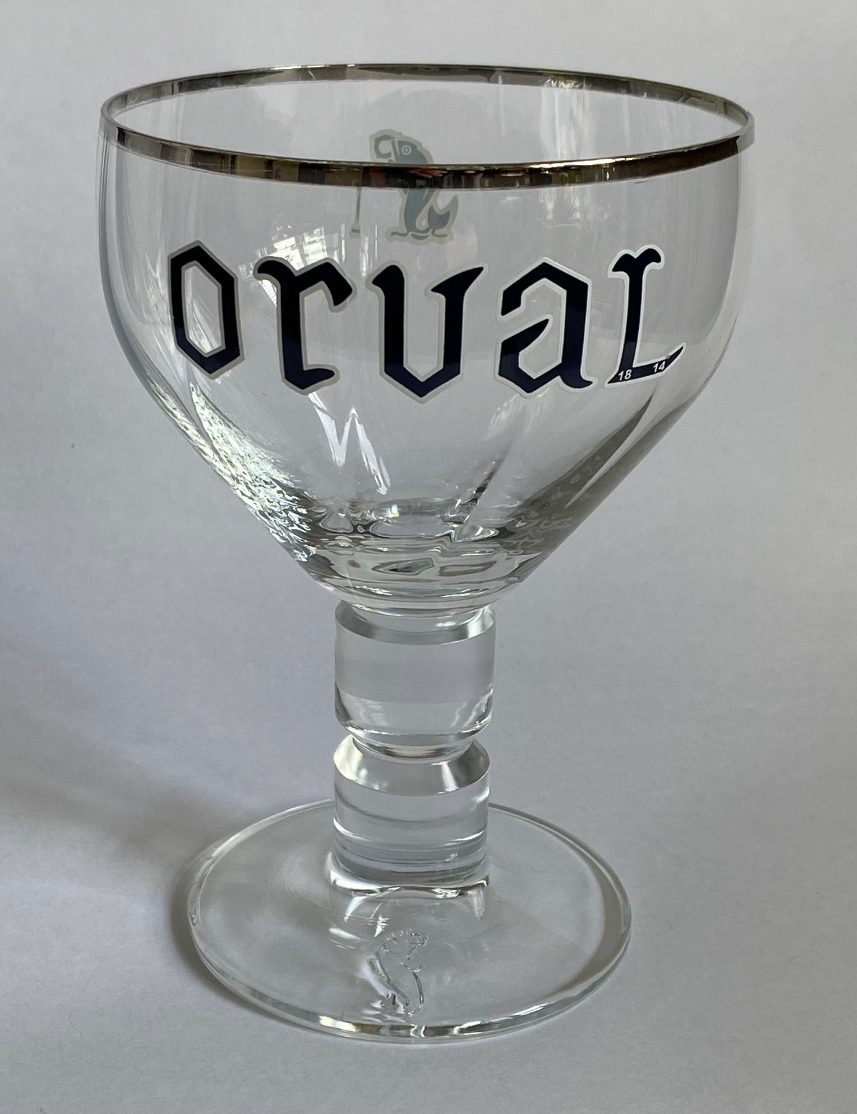 ORVAL TRAPPIST BELGIAN BEER GLASS - Chalice Style w/ Silver Rim Goblet 16oz Pint ORVAL TRAPPIST BELGIAN BEER GLASS - Chalice Style w/ Silver Rim Goblet 16oz Pint