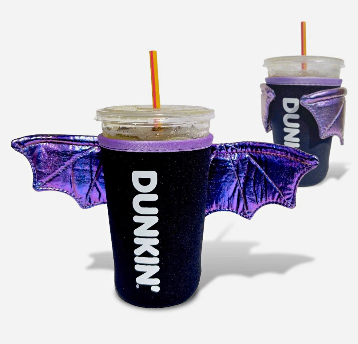 Dunkin' Black & Purple Bat Wings Coffee & Tea Cup Sleeve Holder Koozie