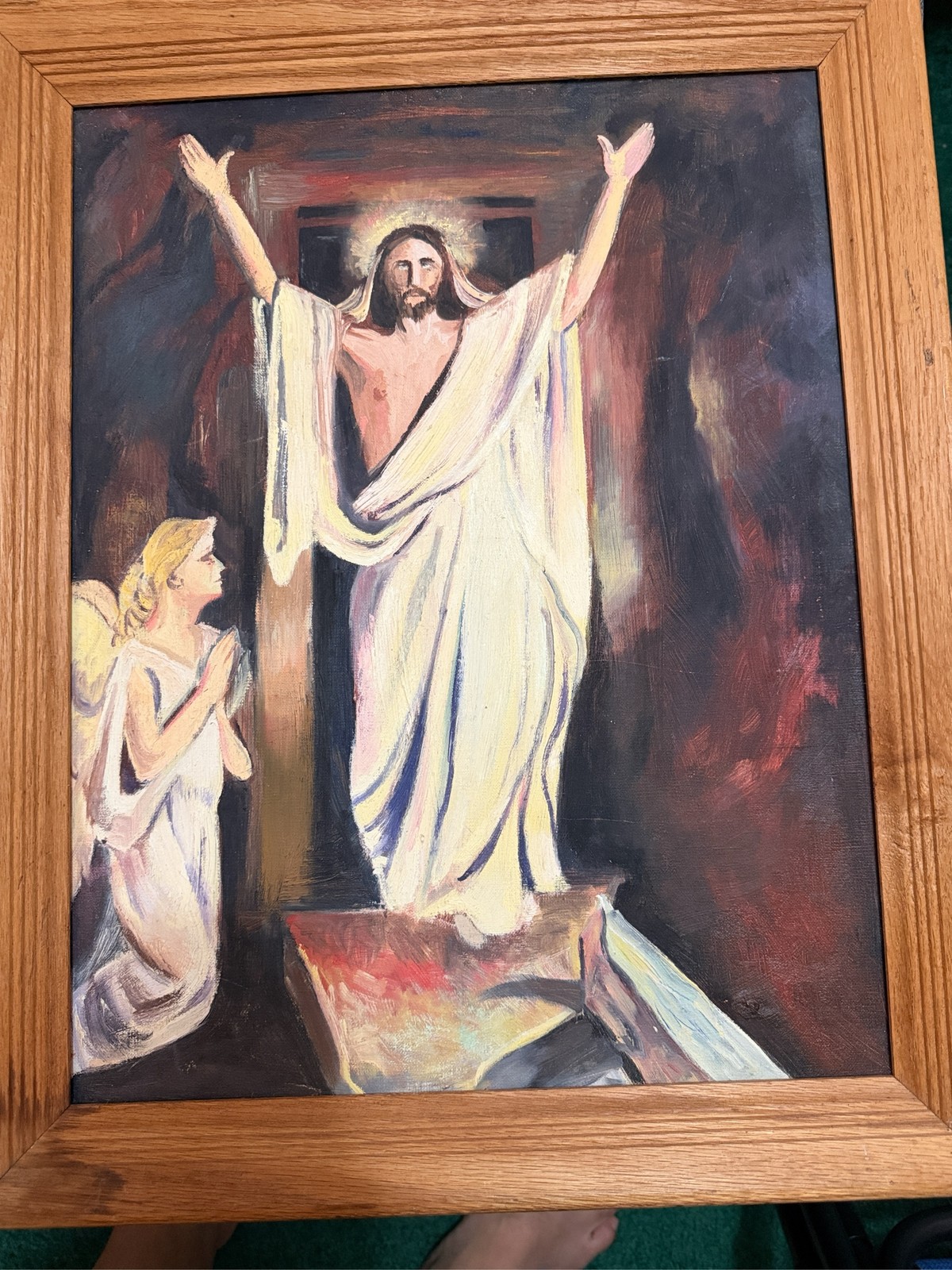 Resurrection of Christ Painting Jesus With Angel Framed Wall Art Resurrection of Christ Painting Jesus With Angel Framed Wall Art