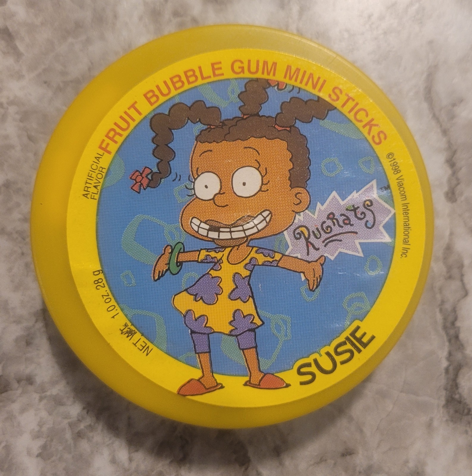 Vintage 1998 Amurol Rugrats Susie Fruit Bubble Gum Mini Sticks Container Candy
