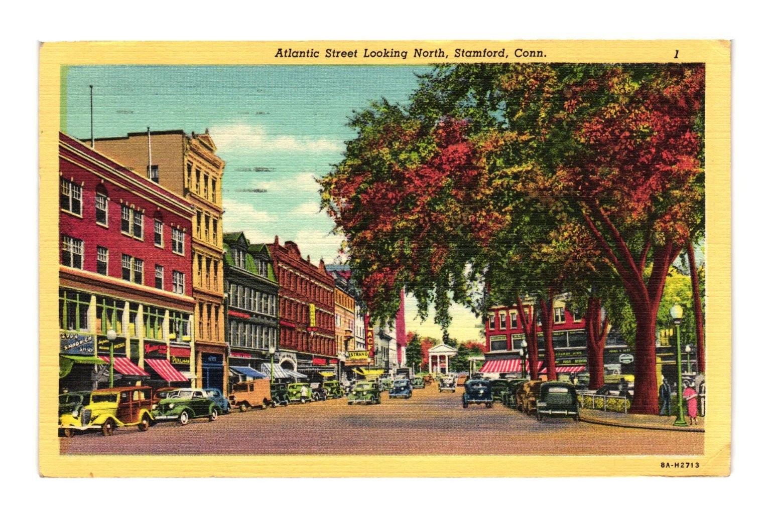 Vintage 1917 Stamford CT Atlantic Street Linen Postcard Vintage 1917 Stamford CT Atlantic Street Linen Postcard