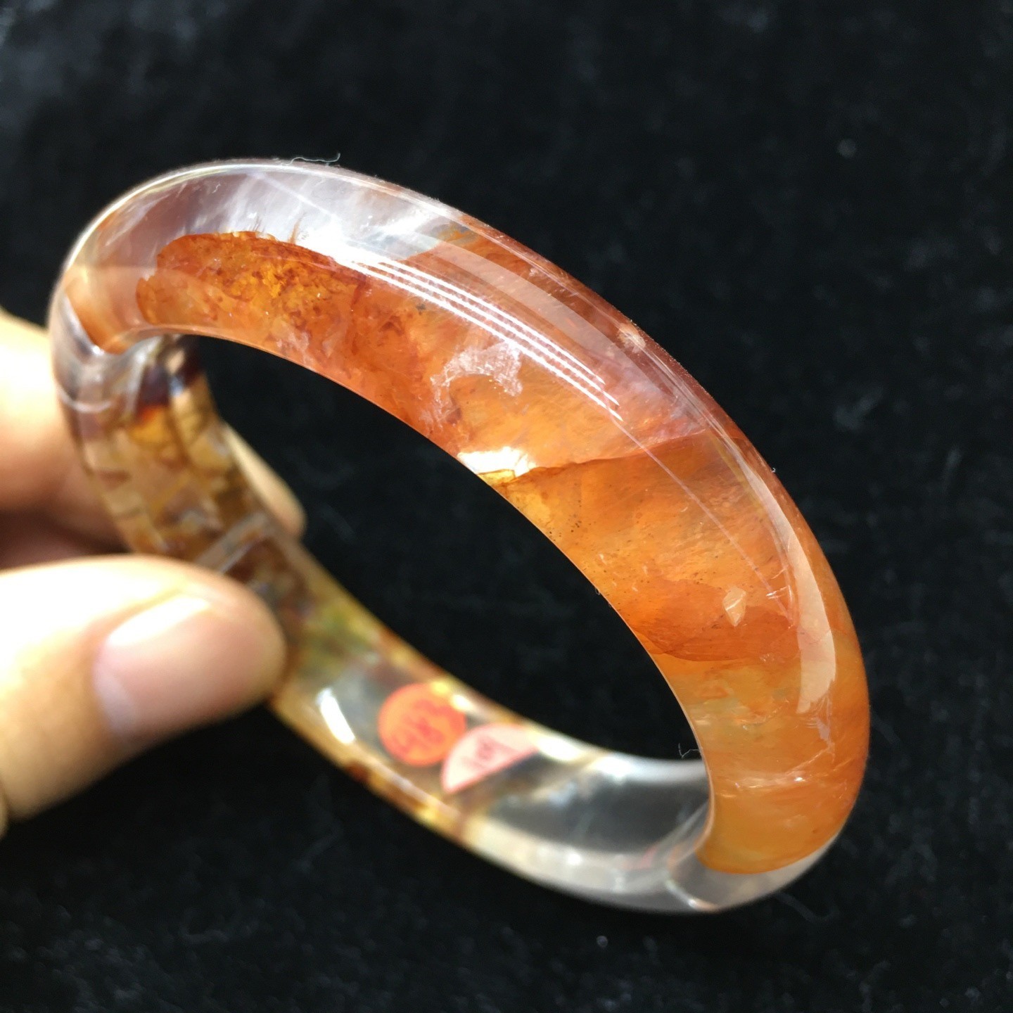 56.5mm Natural Red Fire Phantom Crystal Women Handmade Bangle AAA