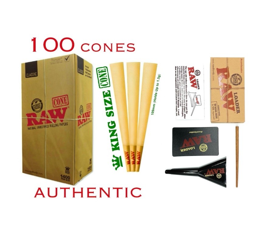 RAW classic KING Size Pre-Rolled Cones (100 Pack)+RAW KING size cone loader RAW classic KING Size Pre-Rolled Cones (100 Pack)+RAW KING size cone loader