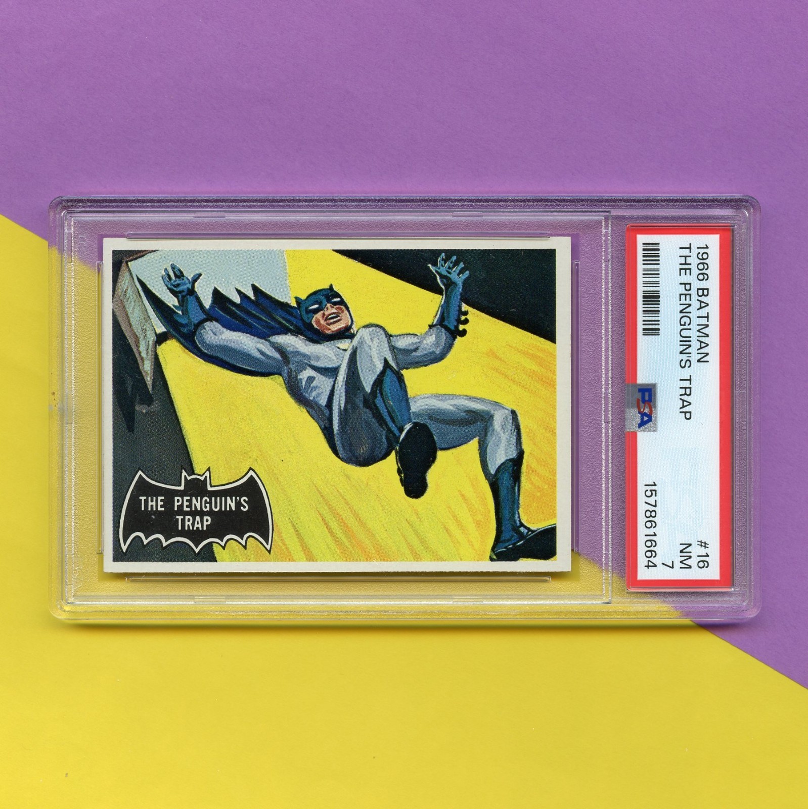 Original 1966 Topps Batman Black Bat Trading Card #16 PSA 7