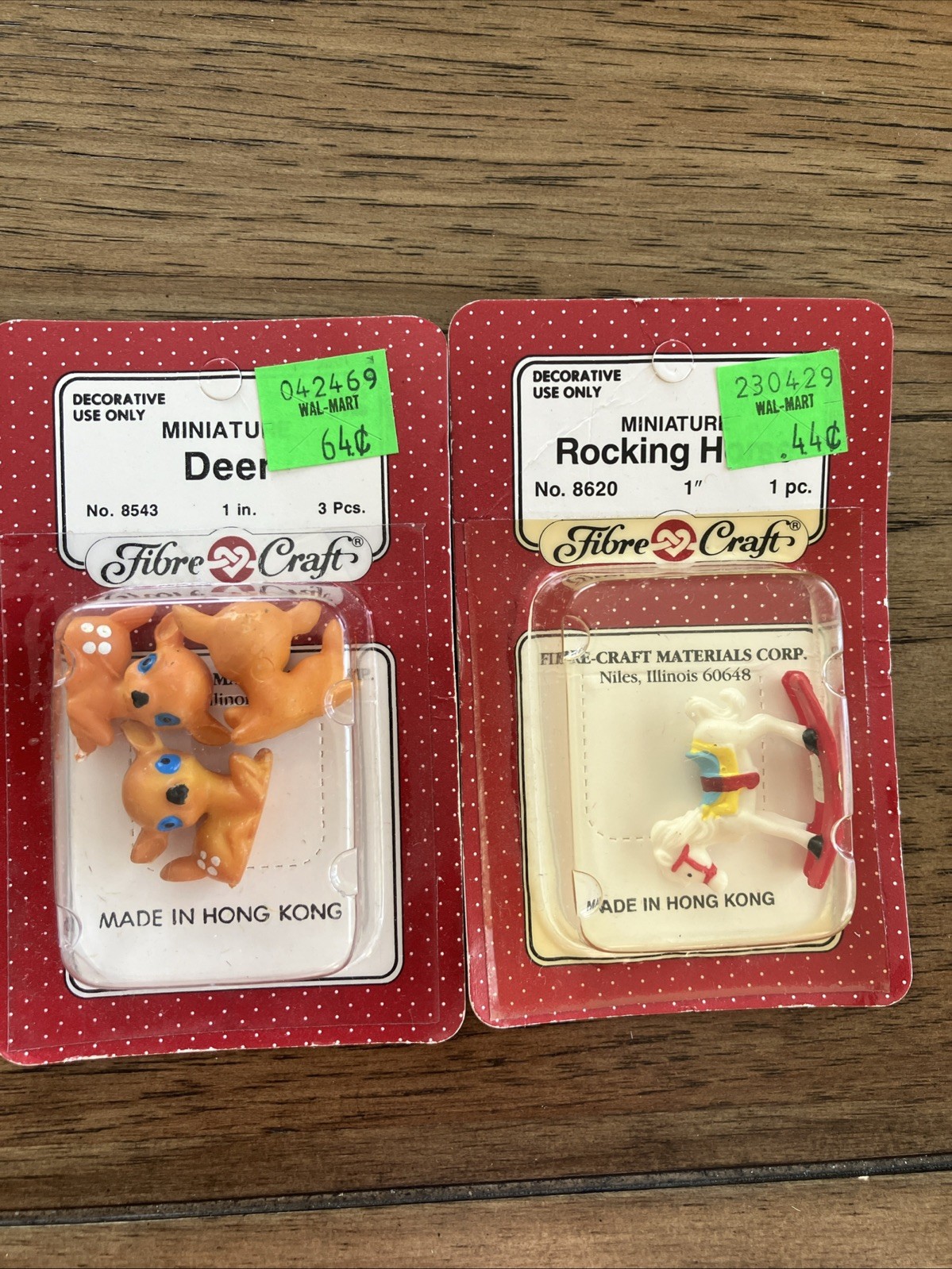 Vintage Fibre-Craft Miniature Deer # 8543 & Rocking Horse # 8620 Hong Kong