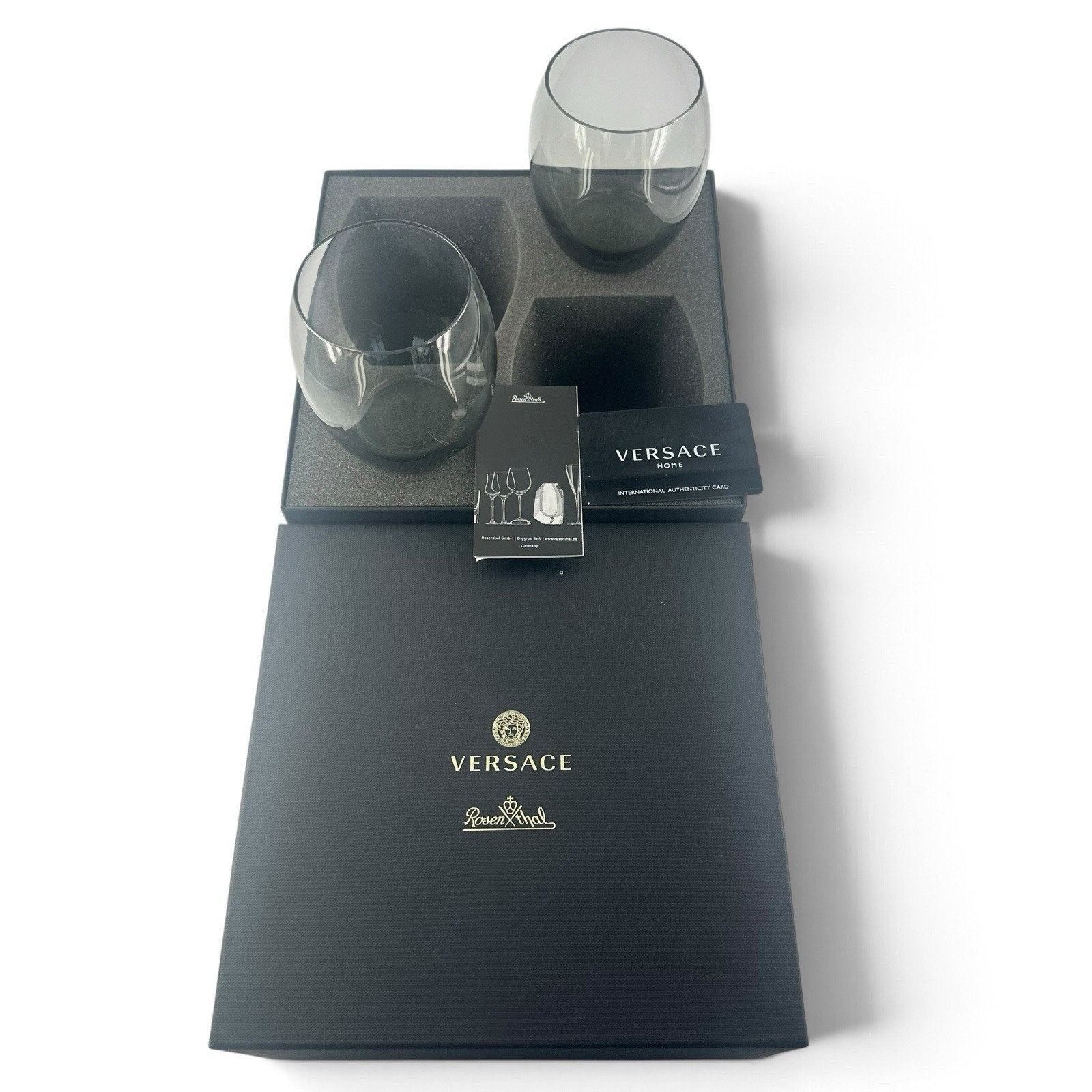 Rosenthal Versace Medusa Lumiere 2nd Ed Whiskey Glasses Haze Authenticity Card