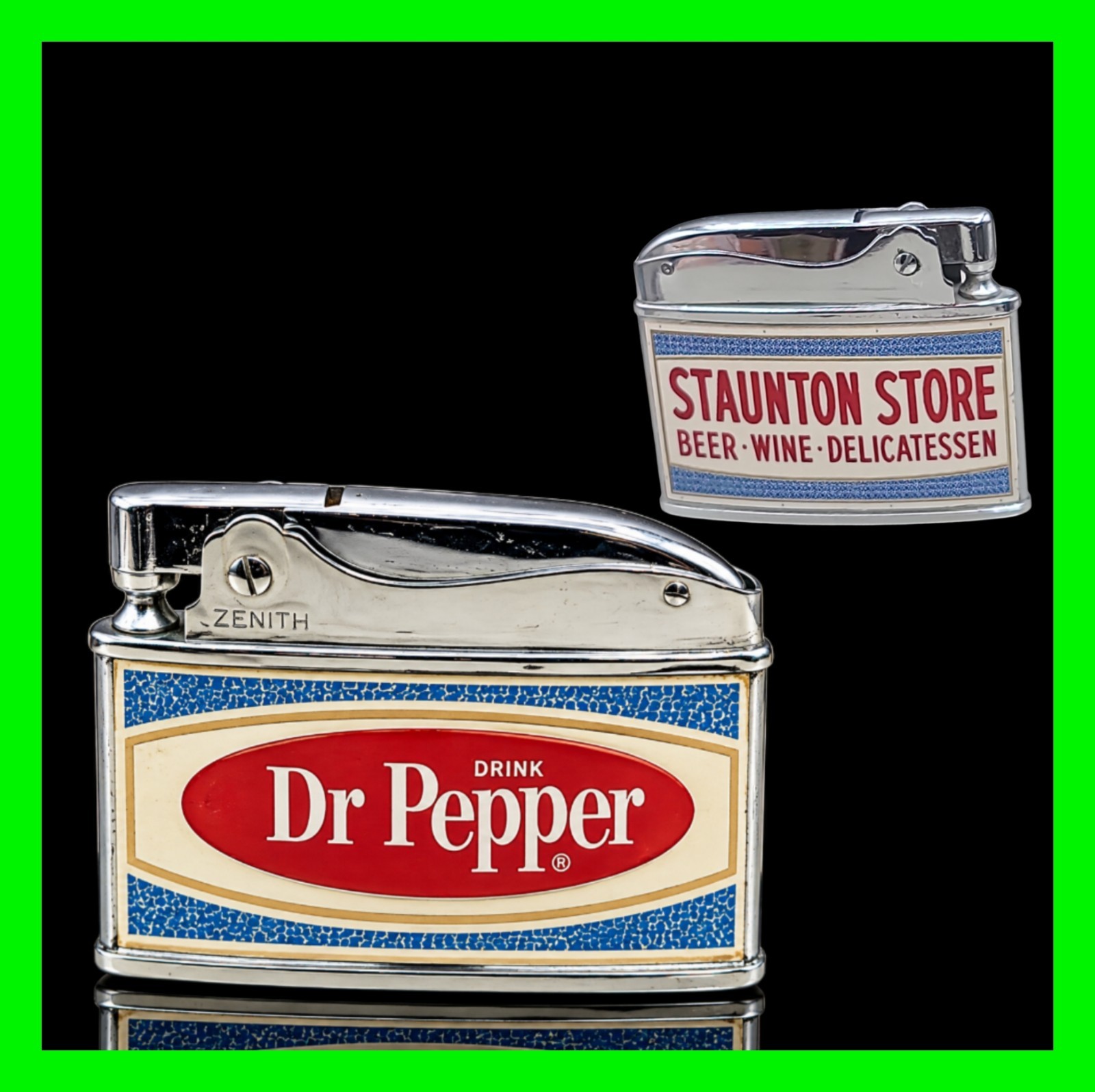 Vintage Dr Pepper Staunton Store Beer Wine Advertising Flat Ad Lighter - UNFIRED