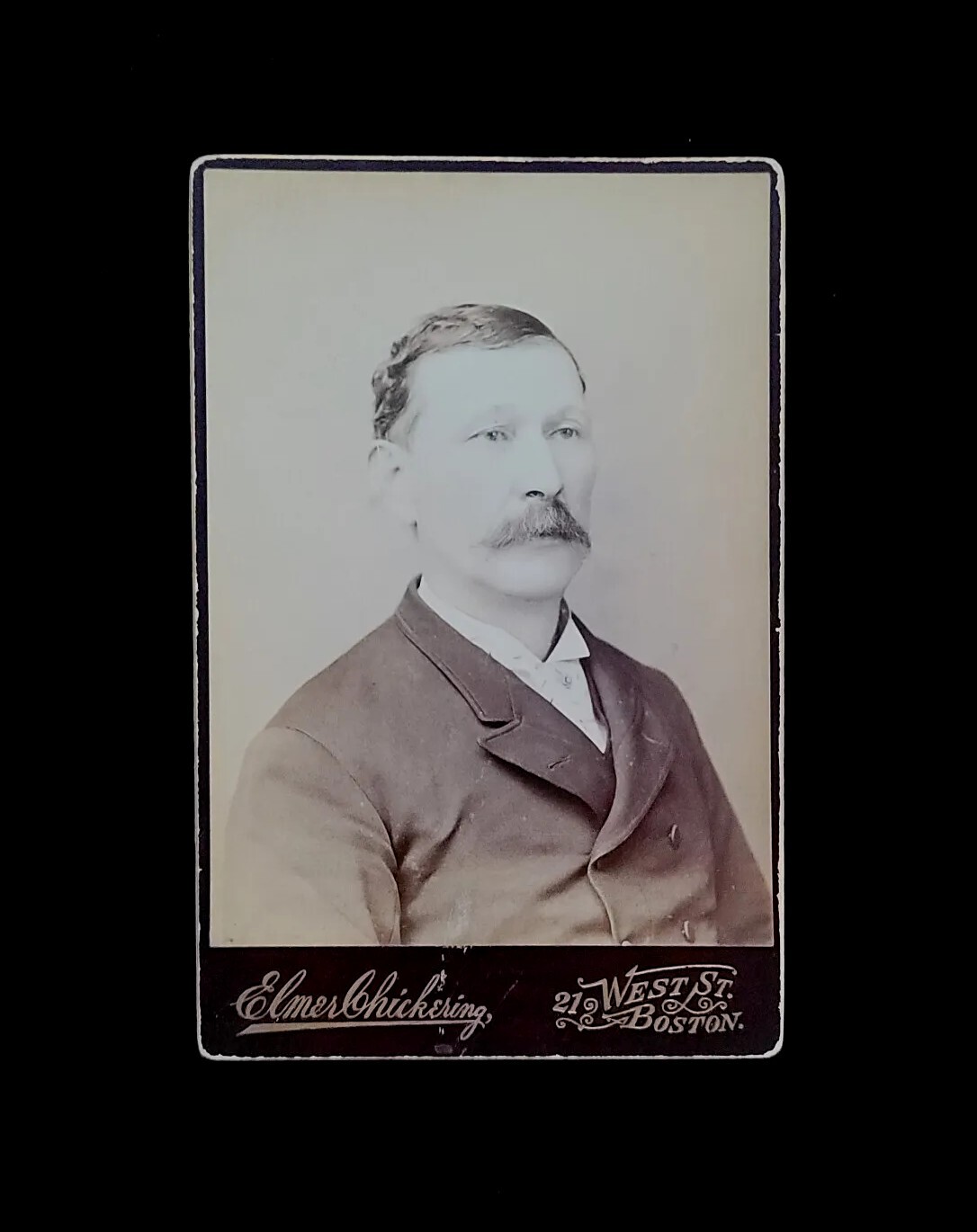 1890 Cyrus Savage Signed Cabinet Photo Civil War Captain Massachusetts Senator