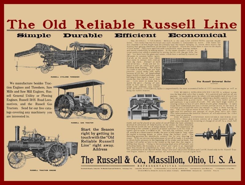 1912 Russell Traction Engine, Threshing Machine NEW Metal Sign: 12x16