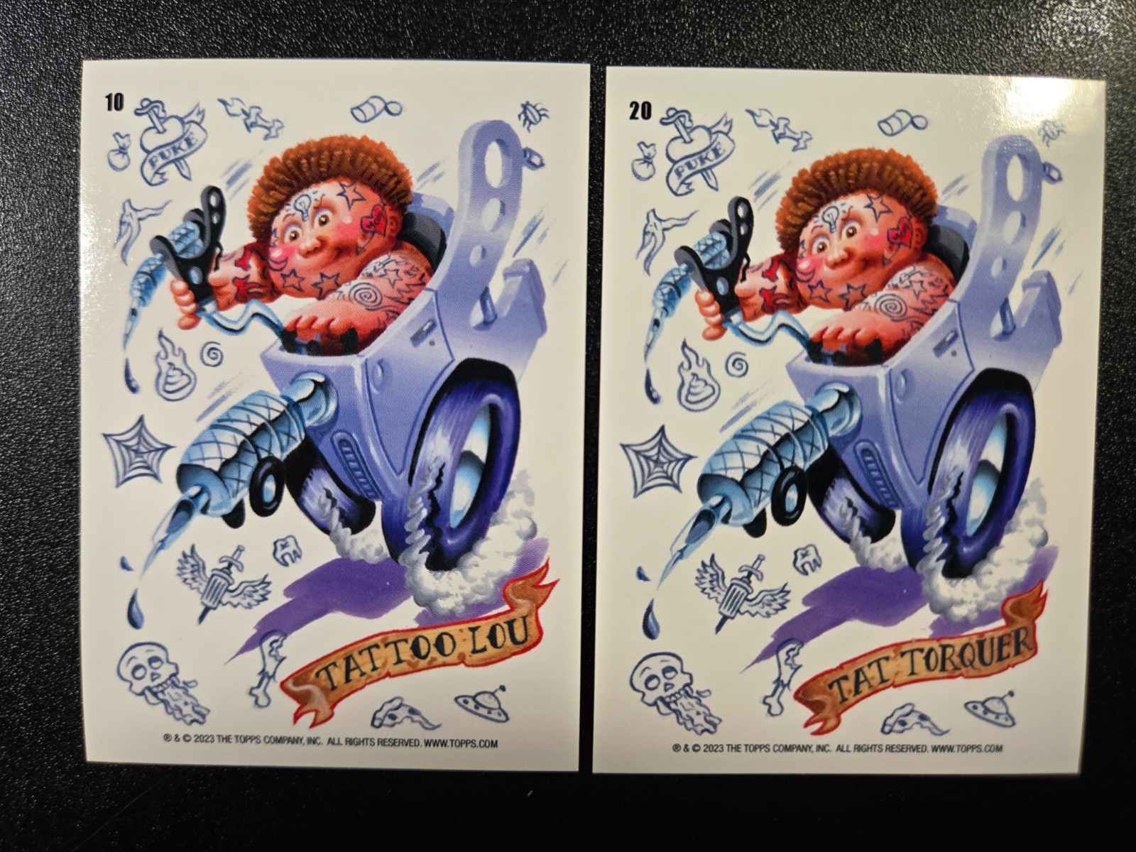 Tattoo Lou in Tat Torquer Krashers 2023 Garbage Pail Kids 2 Card Set