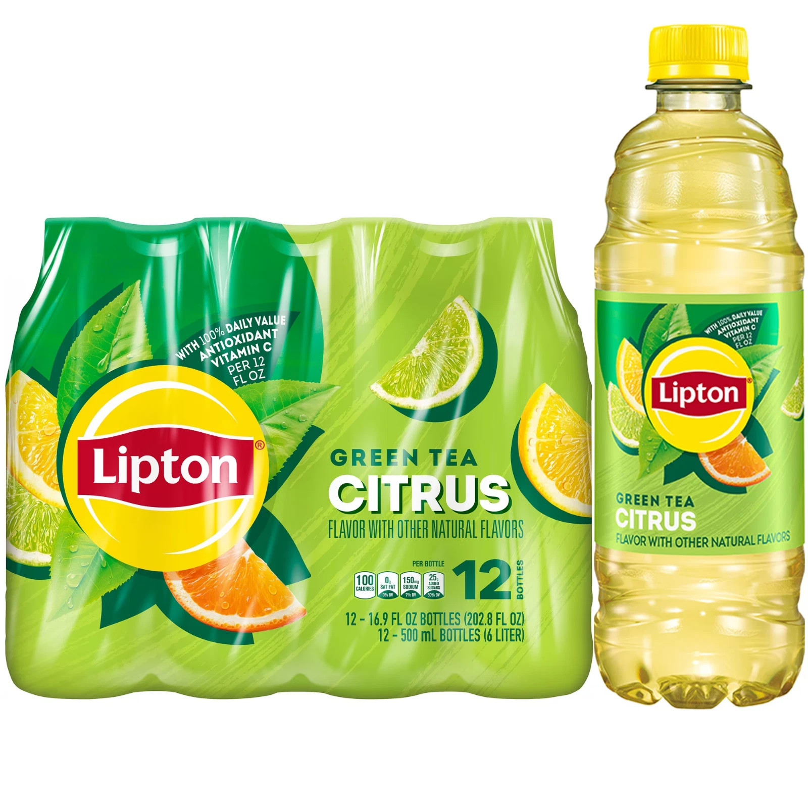 Lipton Green Tea Citrus Iced Tea Drink, 16.9 fl oz, 12 Pack, Caffeinated Lipton Green Tea Citrus Iced Tea Drink, 16.9 fl oz, 12 Pack, Caffeinated